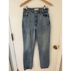 Abercrombie Fitch Womens 29 L Jeans The 90s Straight Ultra High Rise Medium Wash